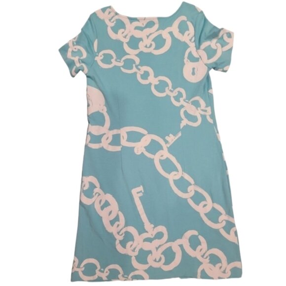Lilly Pulitzer Jonah Ponte Blue Ball Chain Stretch Knit Dress Nautical Medium - Picture 5 of 10